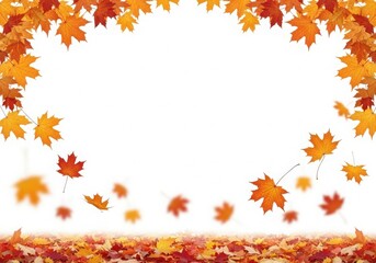Autumn maple leaves frame vibrant colors fall foliage white background seasonal decor