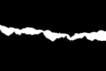 Ripped torn white paper on black background