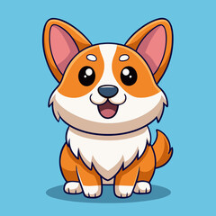 Naklejka premium Adorable Corgi Dog Cartoon Character Vector Illustration