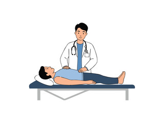 the doctor is examining the patient isolated with white background