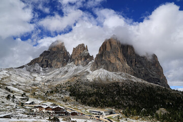 View of the Grohmann peak in the Val Gardena- Sella Pass-Dolomites, South Tyrol, Italy