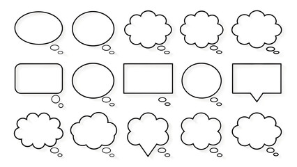 Fototapeta premium Collection of hand drawn speech bubbles and thought bubbles