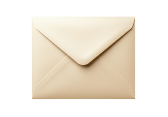 Elegant cream-colored square envelope isolated on white, stationery for invitations and greetings