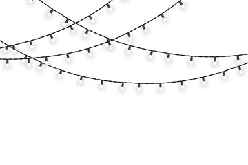 PNG Holiday garland light lamp led Christmas festive white gold bright electric shiny glow party ornament sparkle winter merry decoration illumination