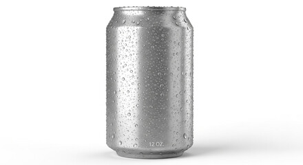 Icy cold 12oz aluminum beverage can mockup with condensation, perfect for product presentations and advertising campaigns needing a sleek, modern design element