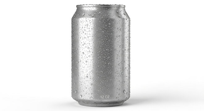 Icy cold 12oz aluminum beverage can mockup with condensation, perfect for product presentations and advertising campaigns needing a sleek, modern design element