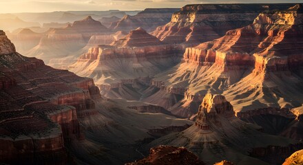 A canyon scene with sharp rock formations