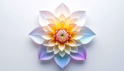 Symmetrical Pastel Flower Design with Layered Petals for Editorial Styling and Artistic Decoration Themes