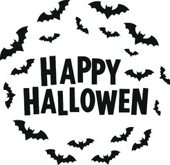 Spooky season greetings with bats and Happy Halloween wishes for creative projects and festive designs, perfect for adding a touch of Halloween magic