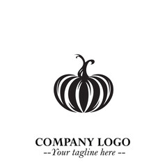 Pumpkin Logo Symbol in Black on the White Background Minimalist Vegetable Vector Illustration