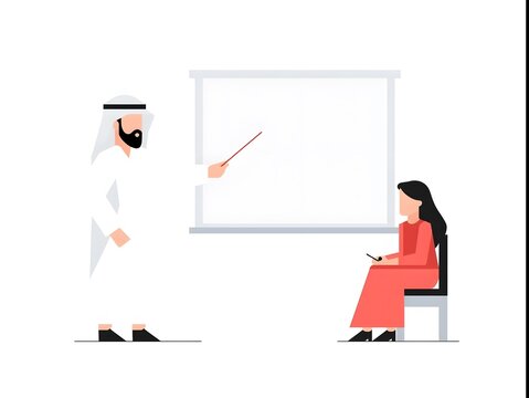 Classroom interaction between teacher and student with educational resources