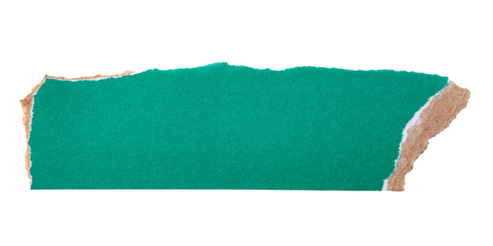 Green torn cardboard isolated on a transparent background