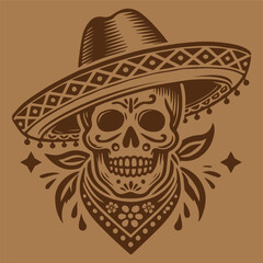 Fototapeta premium Skull in a Sombrero