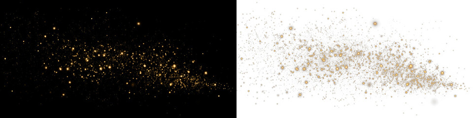 Sparkling golden dust overlay on contrasting black and white backgrounds, creating a magical effect for design projects, enhancing visual storytelling and creativity