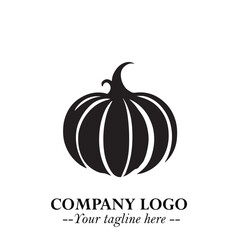 Pumpkin Logo Symbol in Black on the White Background Minimalist Vegetable Vector Illustration