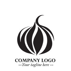 Pumpkin Logo Symbol in Black on the White Background Minimalist Vegetable Vector Illustration