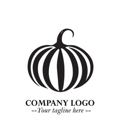 Pumpkin Logo Symbol in Black on the White Background Minimalist Vegetable Vector Illustration