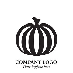 Pumpkin Logo Symbol in Black on the White Background Minimalist Vegetable Vector Illustration