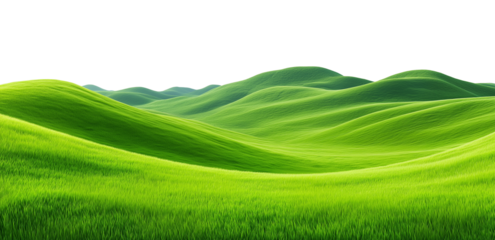 green grass field hills isolated on transparent background