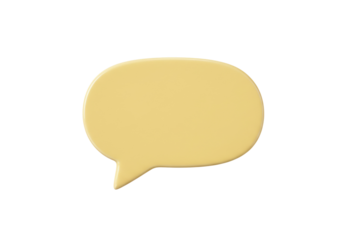 Yellow speech bubble PNG isolated on transparent background, 3D rendering message balloon for social media and communication