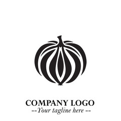 Pumpkin Logo Symbol in Black on the White Background Minimalist Vegetable Vector Illustration