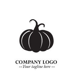 Pumpkin Logo Symbol in Black on the White Background Minimalist Vegetable Vector Illustration