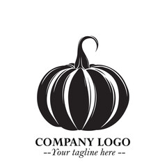 Pumpkin Logo Symbol in Black on the White Background Minimalist Vegetable Vector Illustration
