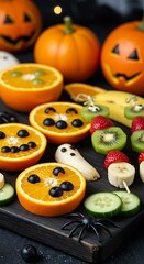 Healthy Halloween snacks made with fruits and vegetables 