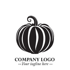 Pumpkin Logo Symbol in Black on the White Background Minimalist Vegetable Vector Illustration