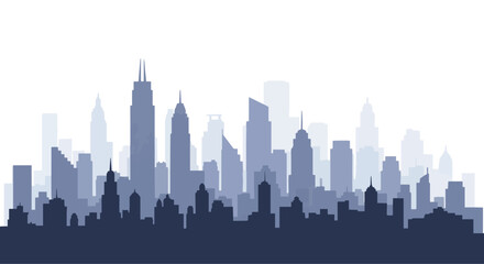 Modern City Skyline Silhouette &ndash; Urban Architecture Vector Illustration