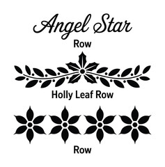 Angel star and holly leaf rows christmas border vector