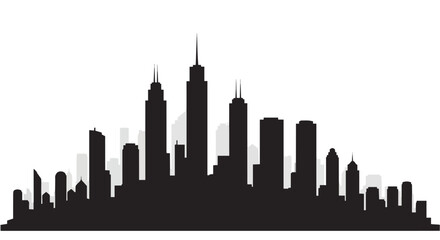 Fototapeta premium Modern City Skyline Silhouette – Urban Architecture Vector Illustration