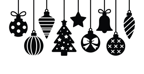 Hanging christmas decorations festive holiday vector