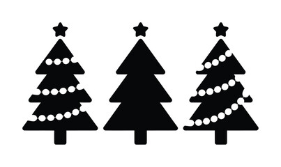 Fototapeta premium Christmas trees silhouette festive holiday decoration vector