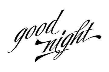 Good Night - calligraphy vector phrase Good Night, Modern lettering on white background. 
