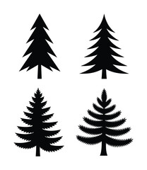 Obraz premium Fir tree silhouettes set pine spruce nature christmas vector