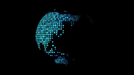 A dynamic illustration featuring a globe made of glowing pixels, symbolizing global connections and technology advancements in todays digital age. - Powered by Adobe