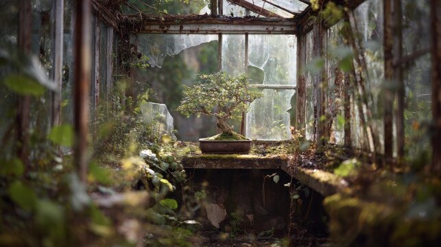 Abandoned greenhouse bonsai