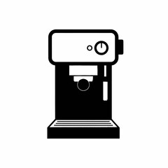 Black and White Coffee Maker Illustration, Simple Design, Kitchen Appliance.