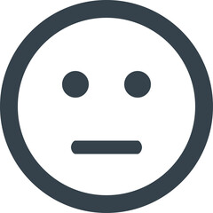 Neutral Face Icon Simple Dark Gray Circle Outline Flat Design Minimalist Symbol On Transparent Background