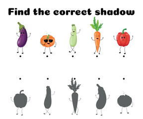 Vegetable Shadow Matching Activity for Kids
