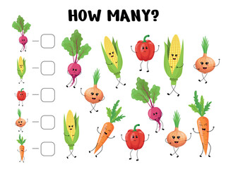 How Many Vegetables Activity Sheet for Kids