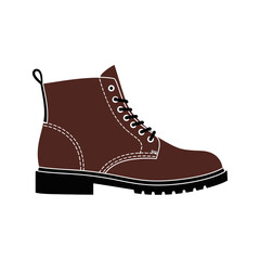 Brown Leather Ankle Boot with Black Laces and Sole.