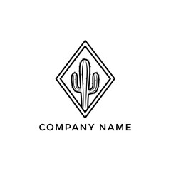 Cactus Logo Design with Diamond Frame for Desert-Themed Business.