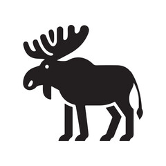 Moose Silhouette Vector Illustration White Background Free Vector.