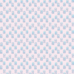 A seamless futuristic pattern featuring minimalist line art icons of cosmic saints, digital creators, and sci-fi spirituality, blending sacred symbolism with modern technology.