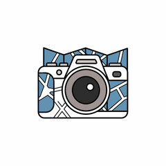 Camera with Map Overlay - Capturing Travel Memories and Adventures.