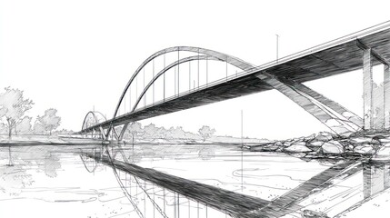 Fototapeta premium Architectural bridge drawing