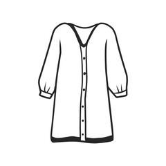 Naklejka premium Hand Drawn Button-Up Tunic Dress or Long Blouse Line Art Icon
