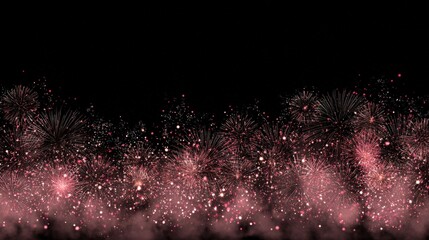 Elegant Rose Gold Fireworks Display Against Dark Sky Background for Celebrations and Special Events